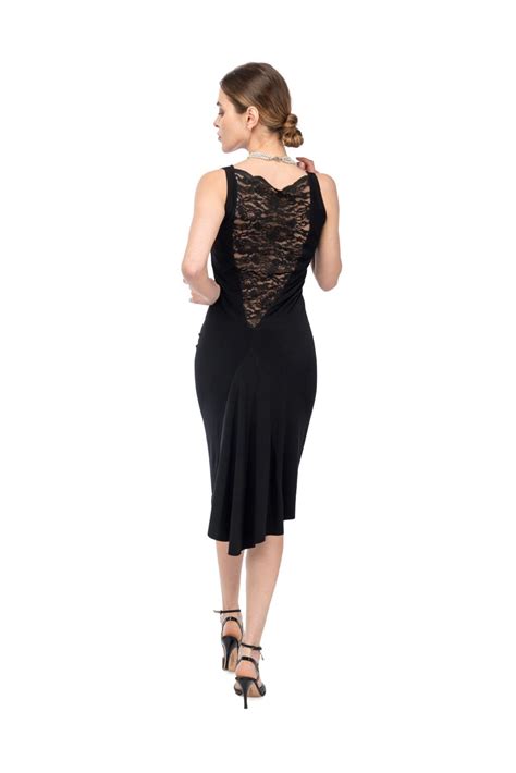 Black Tango Dress With Lace Detail At The Back The London Tango Boutique