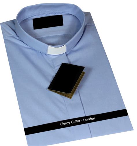 125 Slip In Collar Clerical Shirts Clergy Collar Light Blue Short