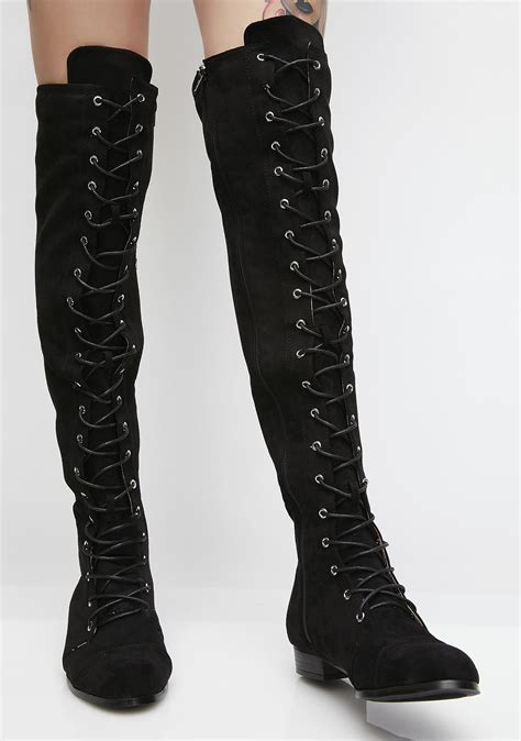 Take Em Down Lace Up Boots Black Lace Boots Boots Lace Knee High Boots