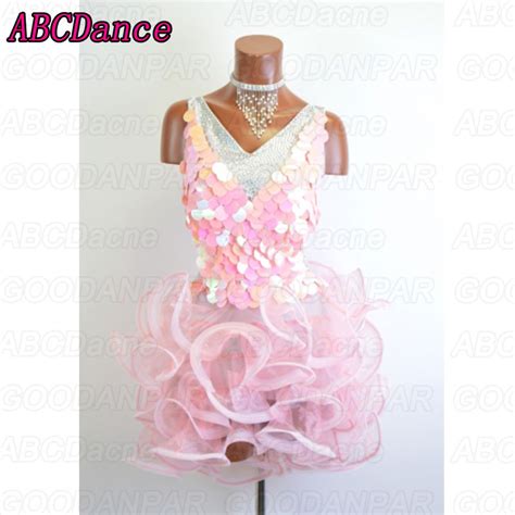 Buy Latin Dance Dress Women Pink Sequin Latin Short