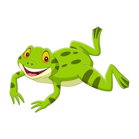 Premium Vector Cartoon Happy Green Frog Jumping