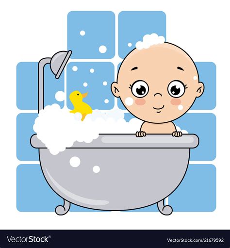 Baby Boy Bathing In The Bathtub Royalty Free Vector Image