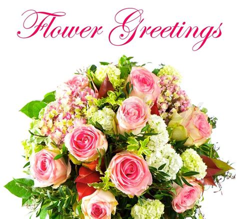 Colorful Flowers Bouquet Pink Roses Flower Greetings Card Concept