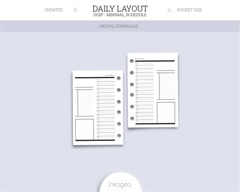 Pocket Planner Printable Undated Daily Schedule Layout With Etsy