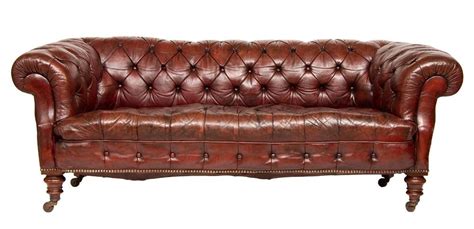 Mid 19th Century Victorian Leather Buttoned Sofa