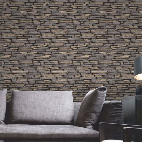 Fine Decor Luxury 10m Effects Wallpaper Stone Brick Wood