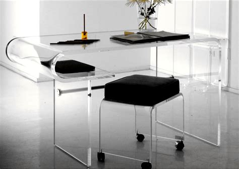 Curve Clear Acrylic Desk Contemporary Luxury Furniture Lighting And
