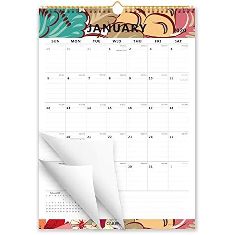 2020 Monthly Wall Calendar Vertical Ruled Blocks Large 17 X 12