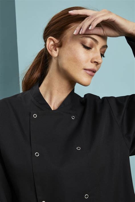 unisex essentials long sleeve popper chefs jacket black p1743 167056 image workwear