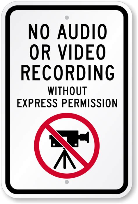 No Audio Video Recording Without Permission Sign Sku K 0252