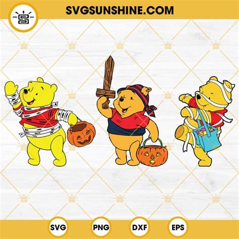 Winnie The Pooh Halloween SVG Bundle, Pooh Pumpkin Halloween SVG PNG