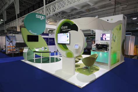 Exhibit Stand Green Modern Trade Show And Environmental Displays