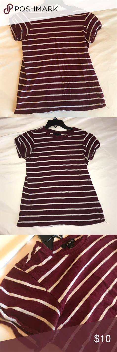 Maroon And White Striped T Shirt This Basic Crew Neck Top Is Definitely