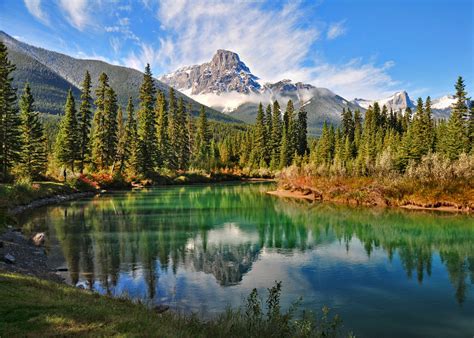 Nature Canada Mountain Forest Lake Hd Wallpaper