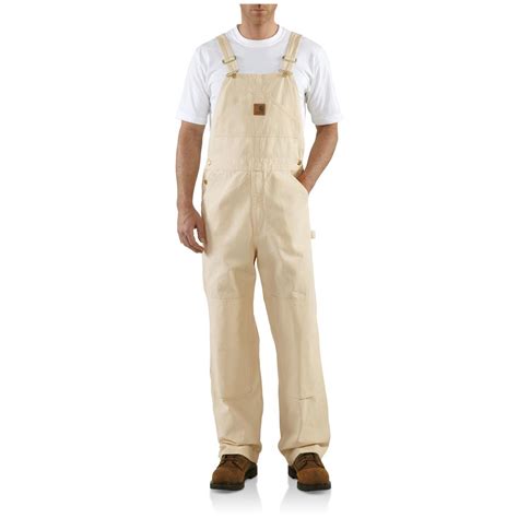 Mens Carhartt® Washed Drill Work Bib Overalls Natural 227225