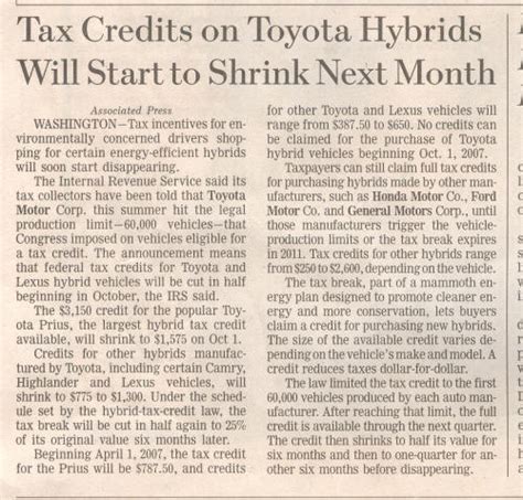 Tax Credits State Rebates For Hybrid