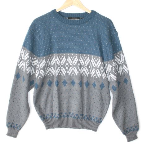 Vintage 80s Soft Nordic Snowflake Mens Ski Sweater The Ugly Sweater Shop