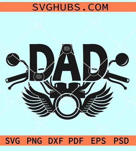 Dad Motorcycle With Wings Svg Biker Dad Svg Dad Motorcycle Svg
