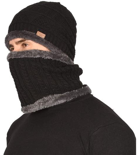 2 Pieces Winter Beanie Hat Scarf Set Warm Hat Thick Knit Skull Cap