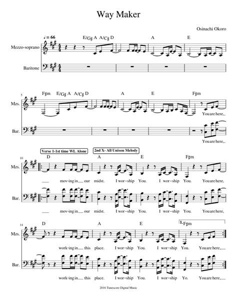 Waymaker Sheet Music For Voice Download Free In Pdf Or Midi