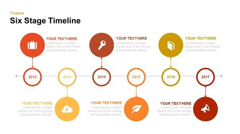 Five Stage Timeline Organizational Chart Keynote Temp