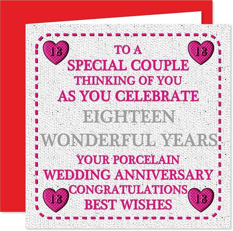 18th Wedding Anniversary Card To A Special Couple On Your Porcelain