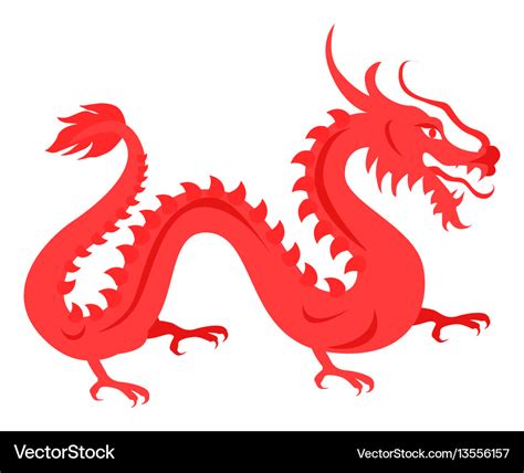 Isolated Red Dragon On White Chinese Symbol Vector Image