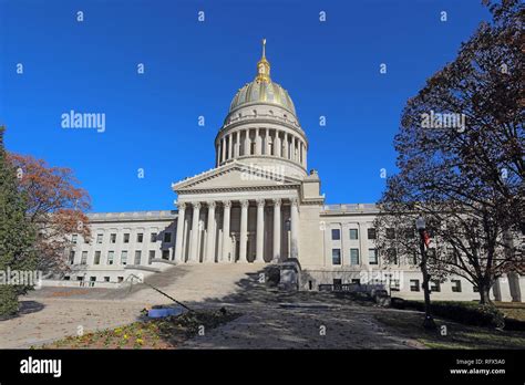 Front Entrance And Dome Of The West Virginia Capitol Building Along The