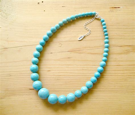 Turquoise Necklace Chunky Turquoise Statement Necklace