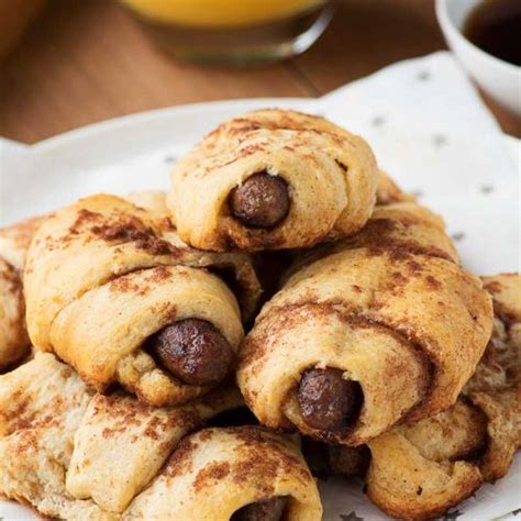 Cinnamon Roll Wrapped Sausages Breakfast Pigs In A Blanket With A