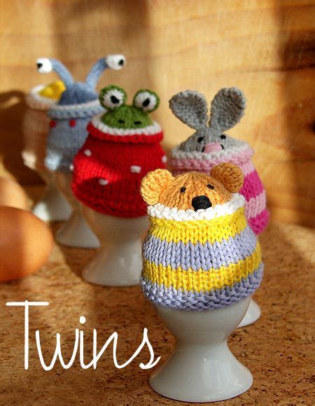 Twins Knitting Pattern Minishop Funny Egg Cosy Gang In English