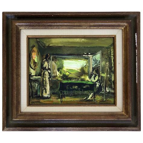 Mid Century Modern Framed Oil Painting Quietude Signed Gregory Fink