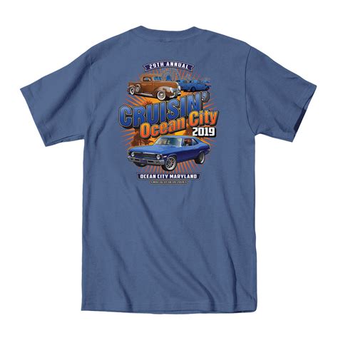 2019 Cruisin Official Classic Car Show Event T Shirt Blue Jean Ocean C Events Apparel