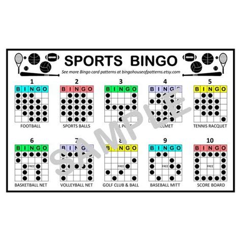 Sports Bingo Card Patterns For Really Fun Bingo Games Bingo Cards