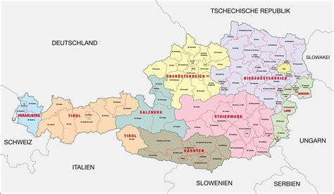 The federal republic of germany, as a federal state, consists of sixteen partly sovereign federated states. Österreichische Bundesländer mit Hauptstädten | Landkarte ...