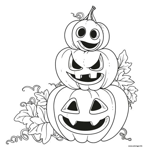 Coloriage Trois Citrouilles Emotions Diverses Halloween Jecolorie Com