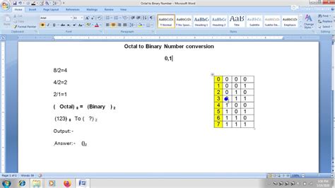 Octal To Binary Number Conversion Youtube