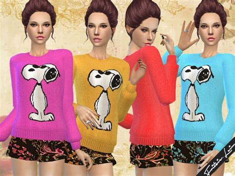 Snoopy Sweater And Floral Shorts The Sims 4 Catalog