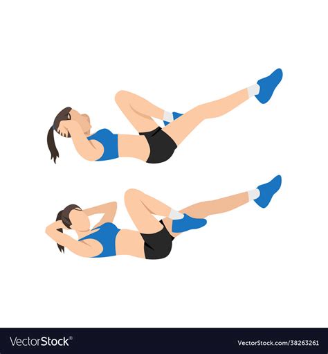 Woman Doing Bicycles Elbow To Knee Crunches Vector Image