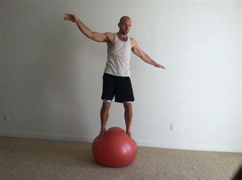 Standing On The Swiss Ball Getting Comfortable I Love Challenging Balance Exercises