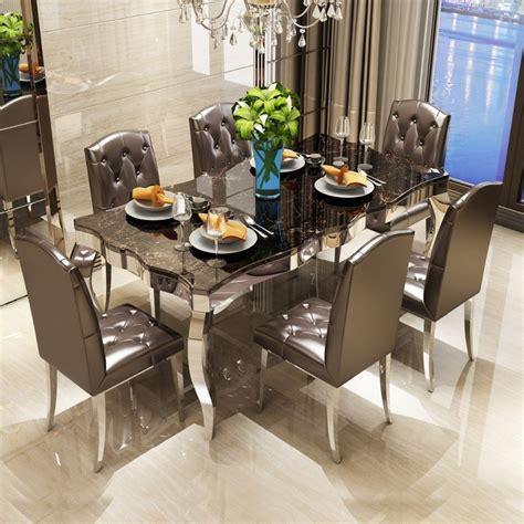 Available in a range of sizes, our kitchen and dining room tables can seat as few or as many as you like—from the cozy table tucked in the corner of your kitchen to the extension table with leaf that easily seats up to ten guests. Rama Dymasty stainless steel Dining Room Set Home ...