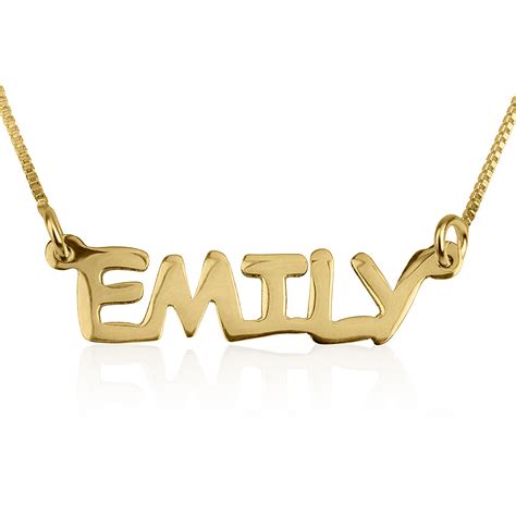 10k Solid Yellow Gold Personalized Name Necklace Persjewel