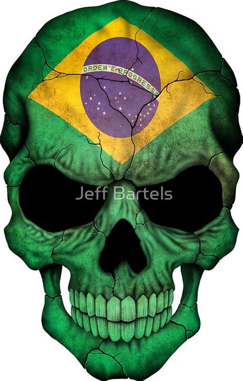 Brazilian Flag Skull By Jeff Bartels Arte Com Caveira Arte Com