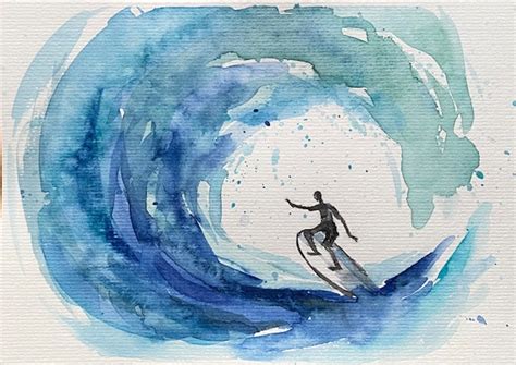Surfer Watercolor Painting Surf Posters Ubicaciondepersonascdmxgobmx