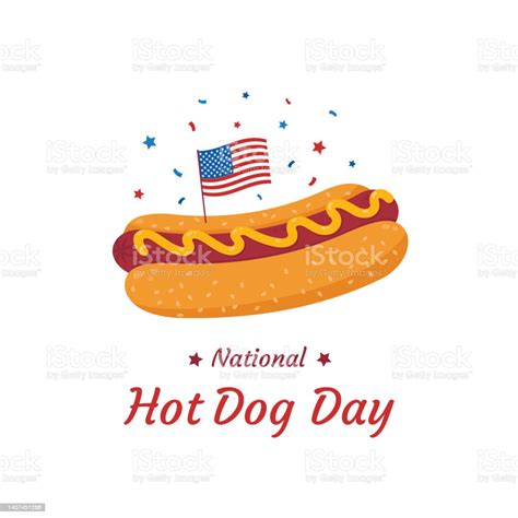 National Hot Dog Day Design Concept Of A Banner Greeting Card A Hot Dog