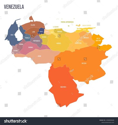 Venezuela Political Map Of Administrative Royalty Free Stock Vector