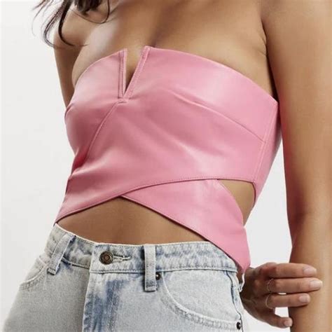 Meshki Womens Pink Crop Top Depop