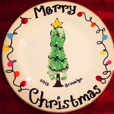 Christmas Footprintthumbprint Plate Christmas Plates Kids Christmas