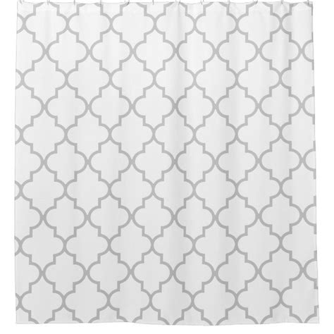 Elegant Gray White Moroccan Quatrefoil Pattern Shower Curtain Zazzle