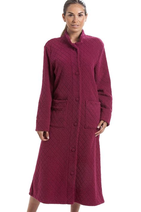 Various Colours Soft Fleece Floral Full Length Button Up Housecoat